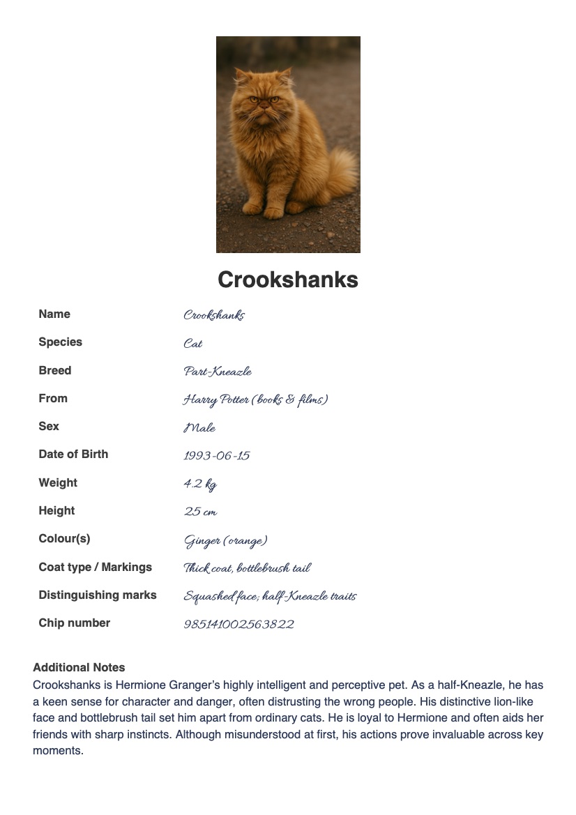Crookshanks profile